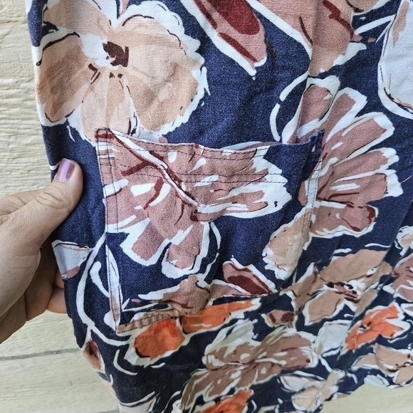 Julipa blue floral sleeveless shift dress with pockets linen-blend US 12 UK 16 - Picture 3 of 11